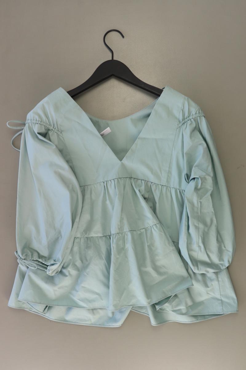 Zara Regular Bluse Gr. S 3/4 Ärmel türkis aus Baumwolle