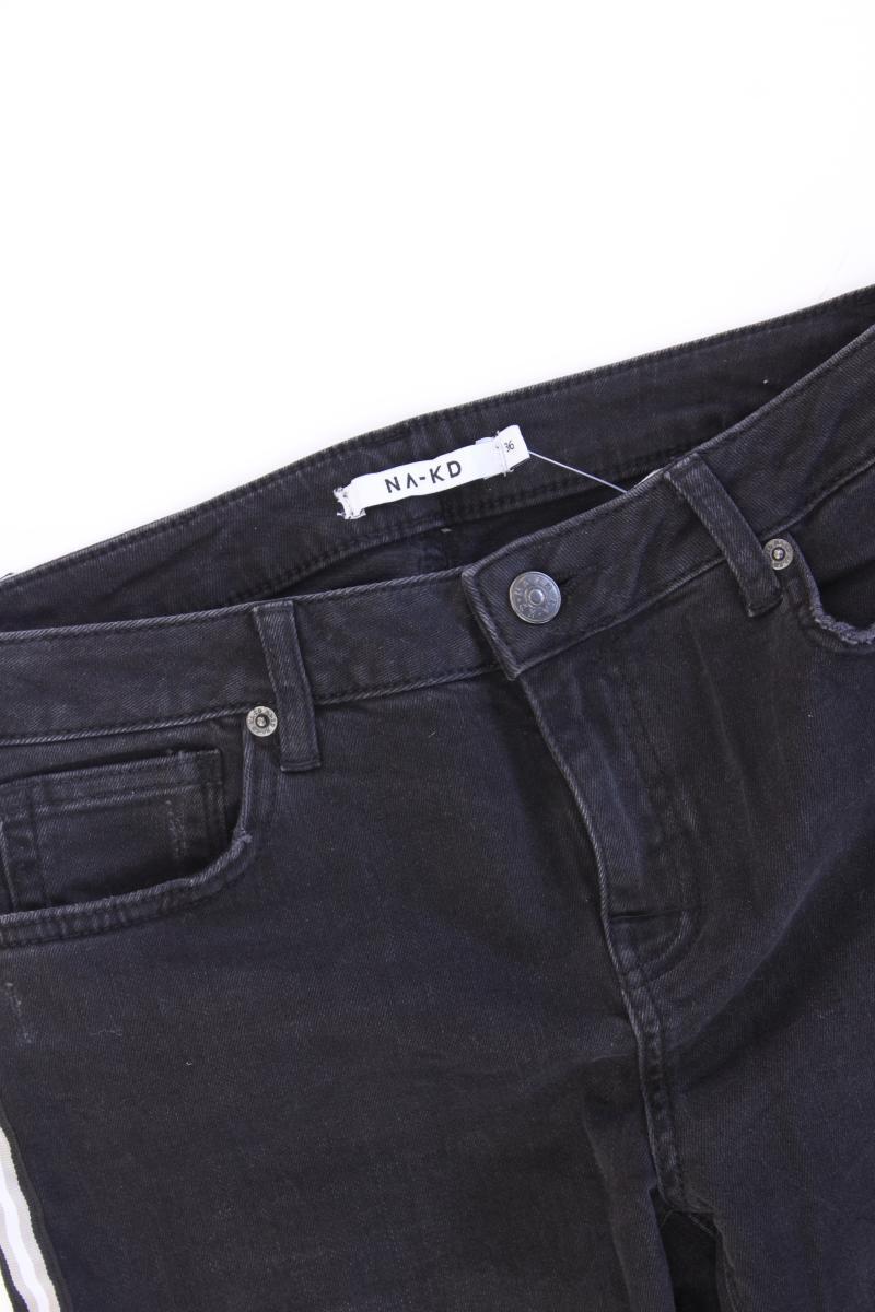 NA-KD High Rise Skinny Side Details Jeans Gr. 36 grau aus Baumwolle