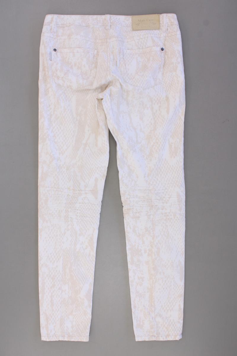 Marc Cain Skinny Jeans Gr. 38 mit Tierdruck creme aus Baumwolle