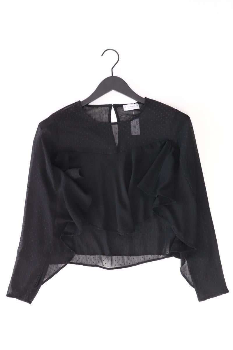 Pull&Bear Chiffonbluse Gr. M Langarm schwarz aus Polyester