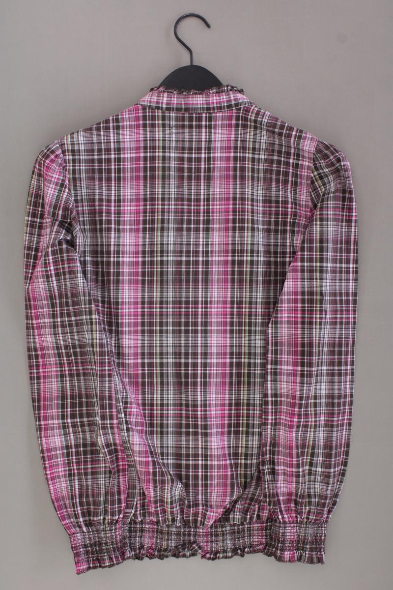 Fresh Made Rüschenbluse Gr. L kariert Langarm pink aus Baumwolle