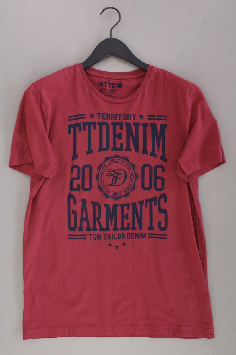 Tom Tailor (Denim) Printshirt für Herren Gr. L Kurzarm rot aus Baumwolle