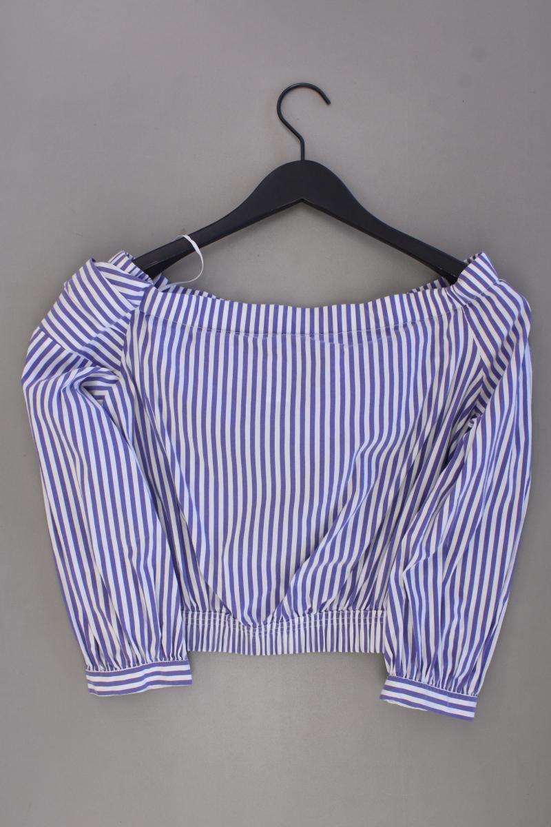 Zara Regular Bluse Gr. M gestreift 3/4 Ärmel mit Carmen-Ausschnitt blau