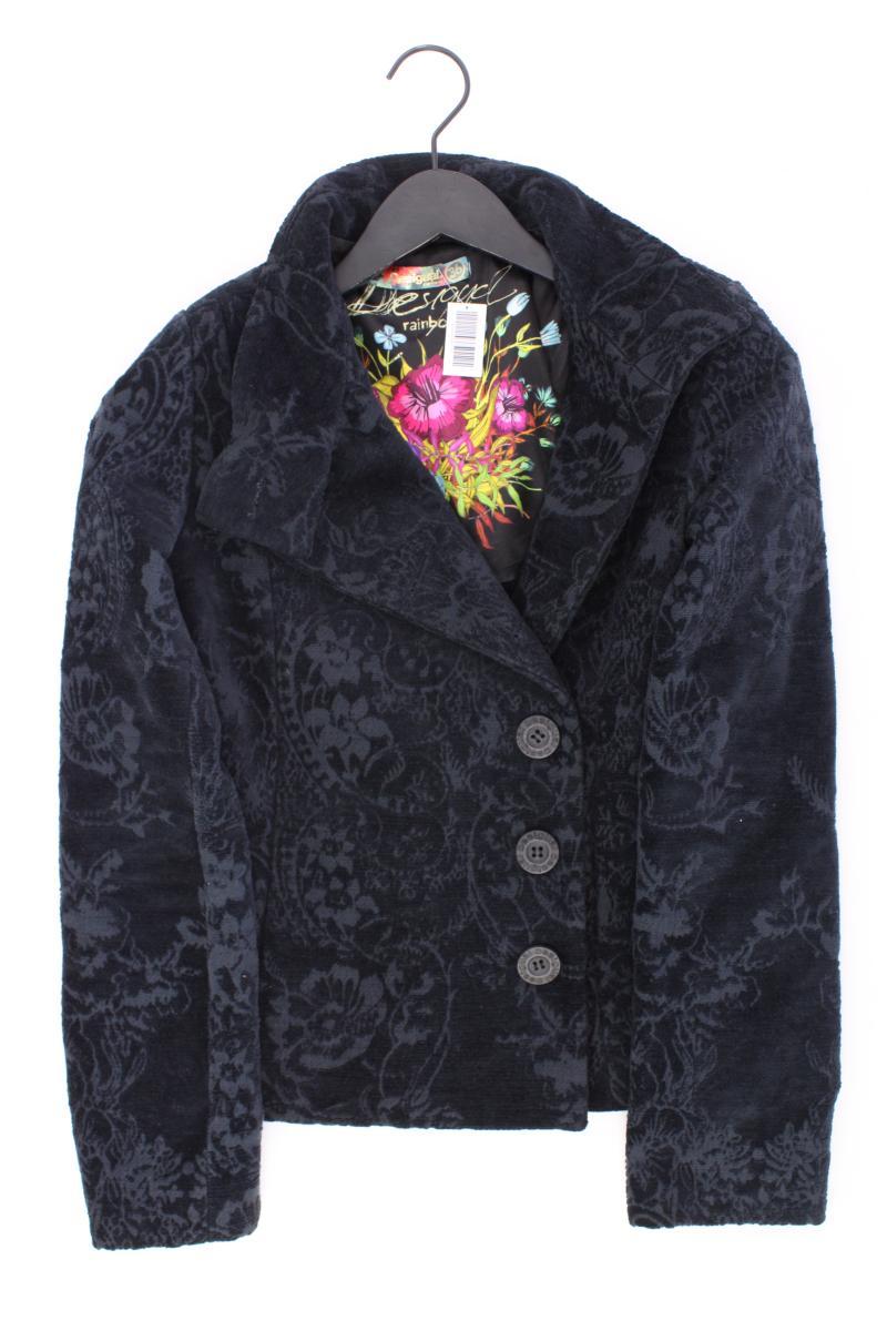 Desigual Slim Blazer Gr. 36 mit Blumenmuster schwarz aus Baumwolle