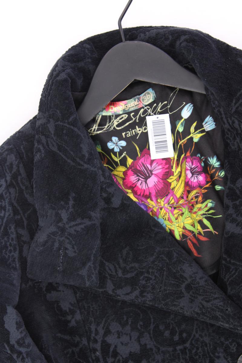 Desigual Slim Blazer Gr. 36 mit Blumenmuster schwarz aus Baumwolle