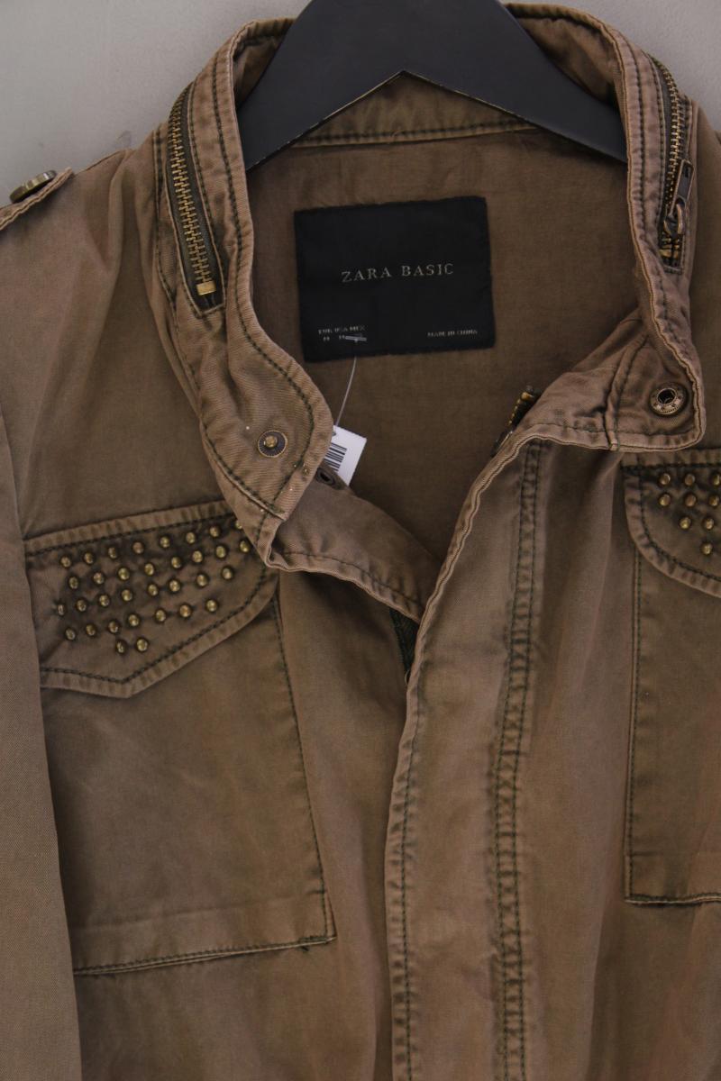 Zara Übergangsjacke Gr. M mit Nieten braun aus Baumwolle