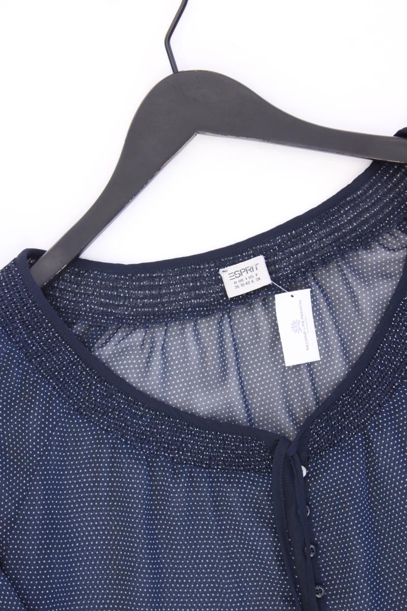 Esprit Langarmbluse Gr. 36 gepunktet blau