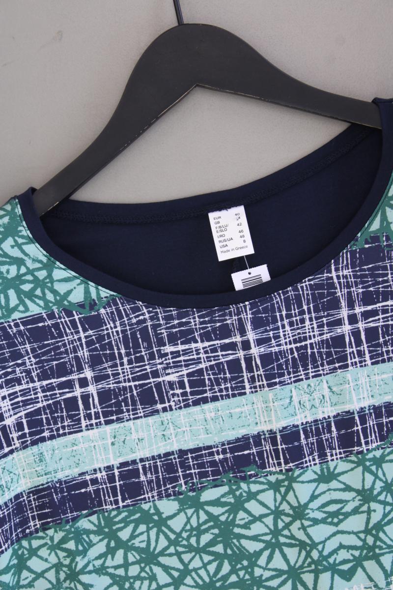 Kurzarmbluse Gr. 40 blau aus Polyester