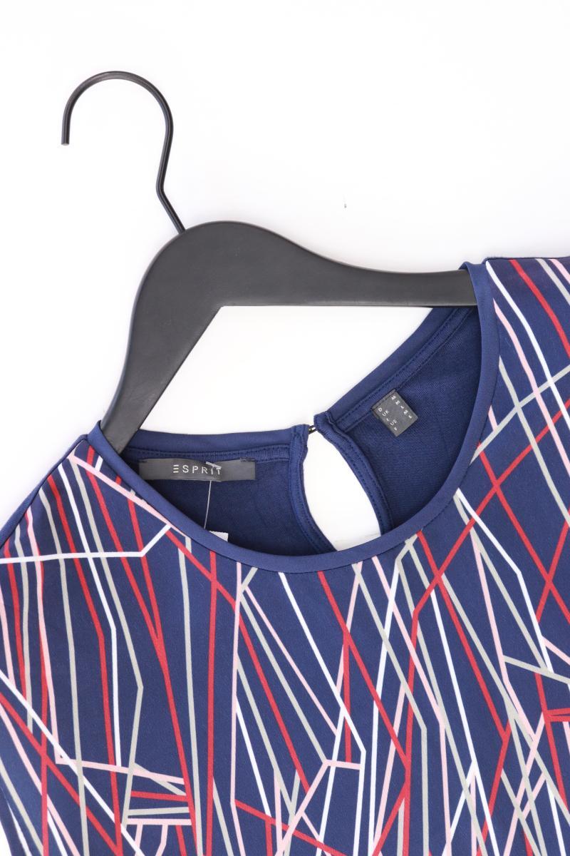 Esprit Kurzarmbluse Gr. M geometrisches Muster blau aus Polyester