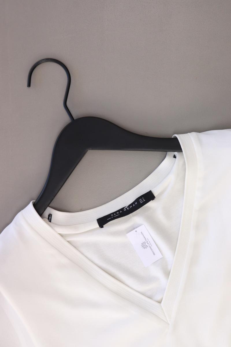 Zara Chiffonbluse Gr. M 3/4 Ärmel weiß aus Polyester
