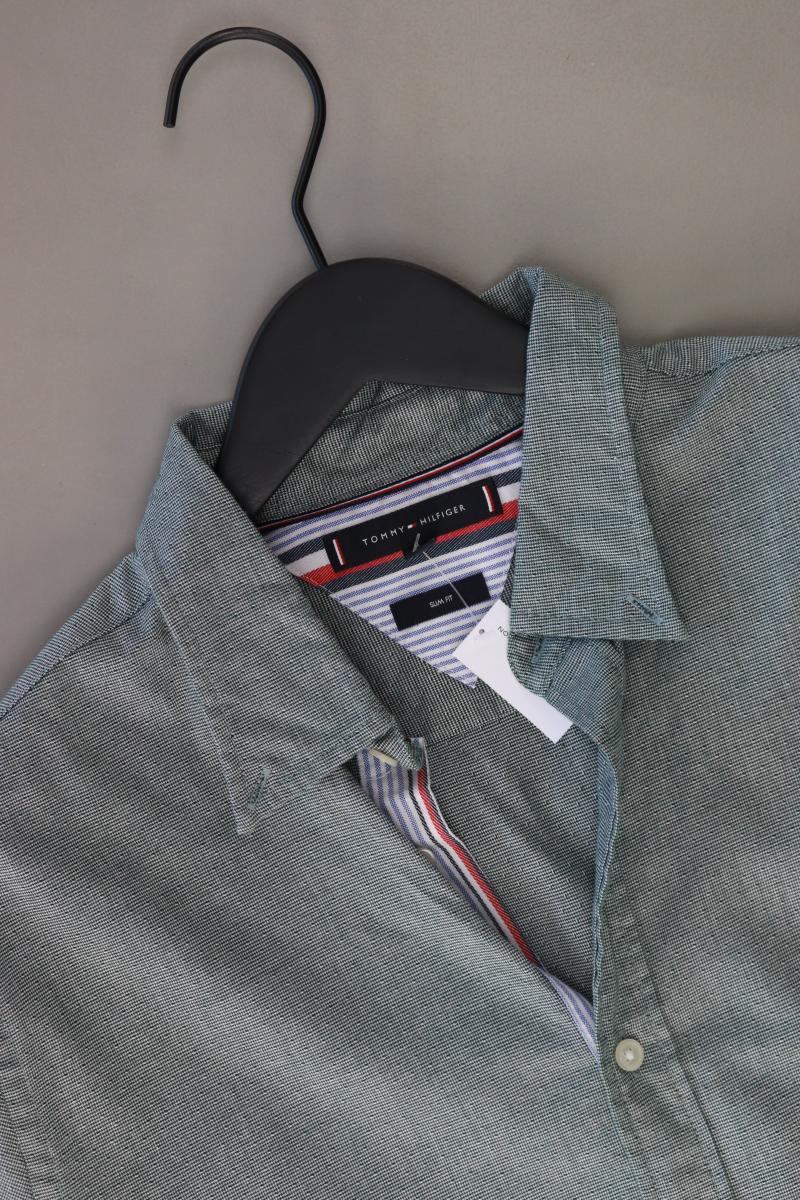 Tommy Hilfiger Langarmhemd für Herren Gr. L grün aus Baumwolle