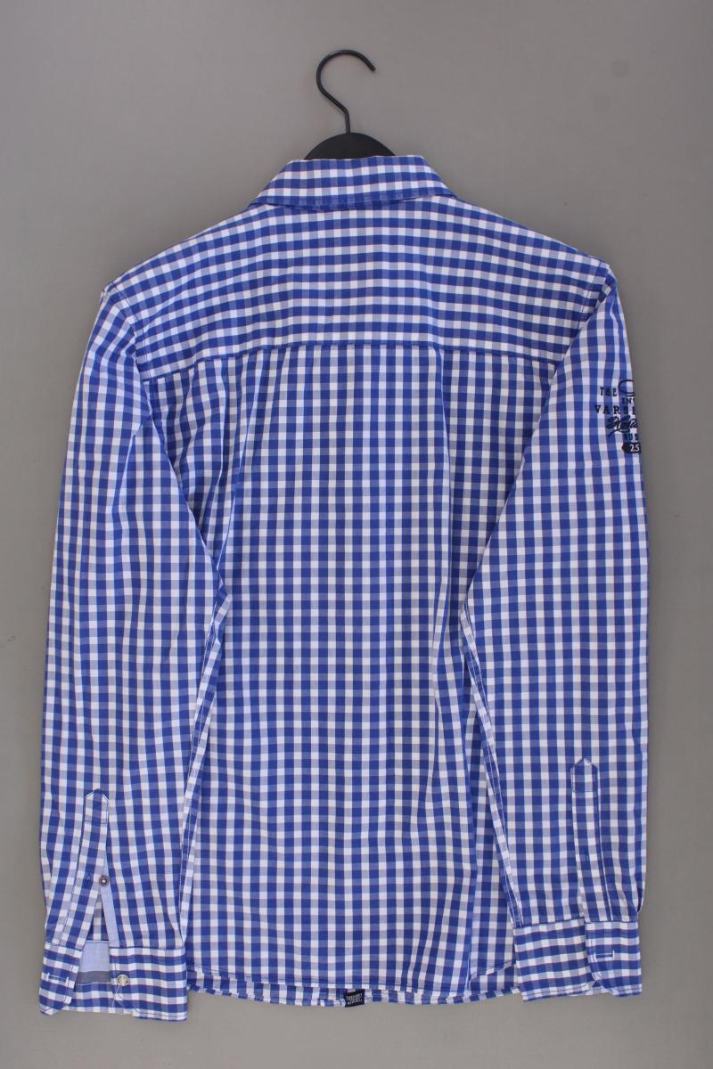 Camp David Karohemd für Herren Gr. M/L kariert Langarm blau aus Baumwolle