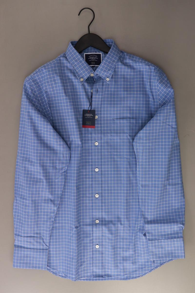 CHARLES TYRWHITT Karohemd für Herren Gr. L kariert neu mit Etikett Langarm blau