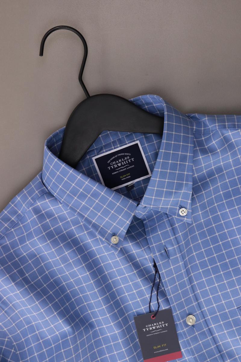 CHARLES TYRWHITT Karohemd für Herren Gr. L kariert neu mit Etikett Langarm blau