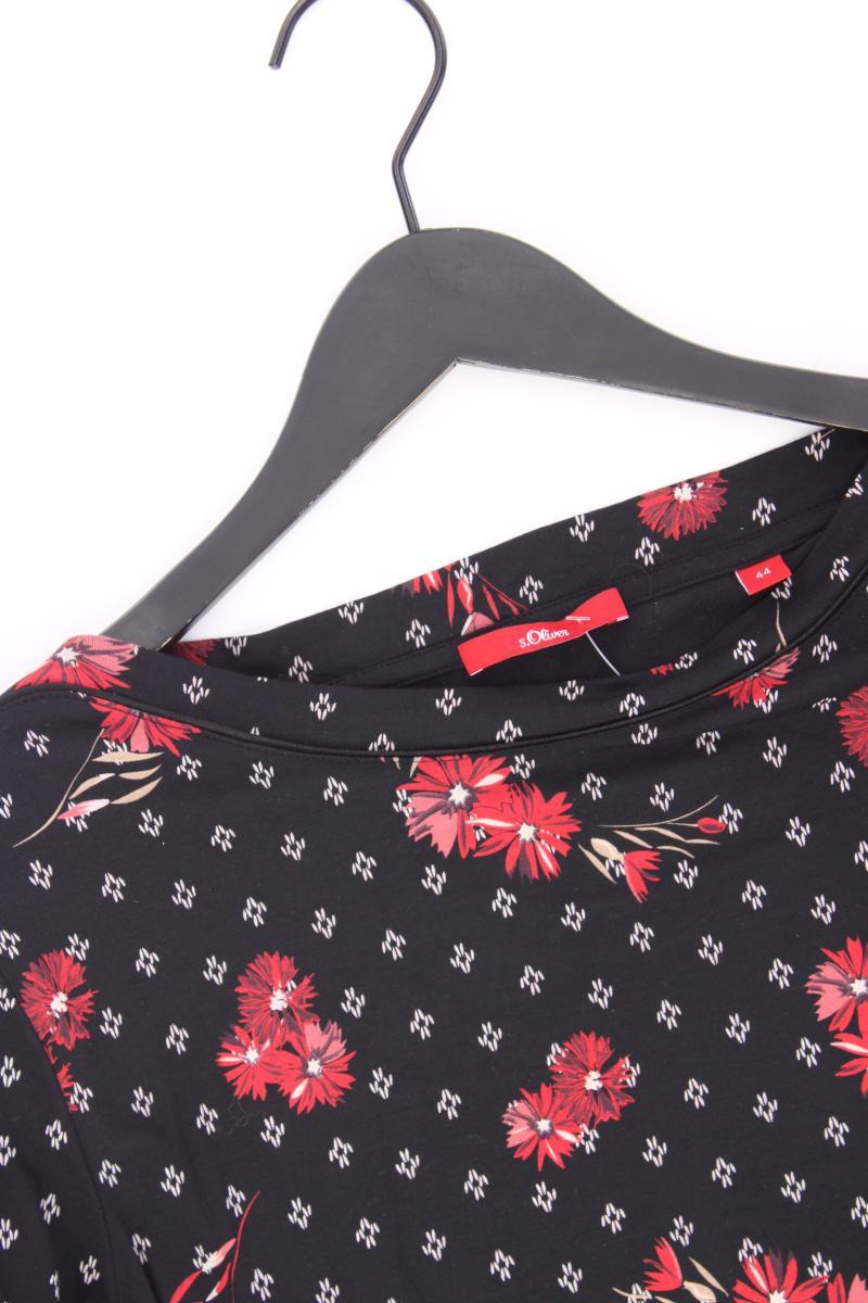s.Oliver Classic Bluse Gr. 44 mit Blumenmuster 3/4 Ärmel schwarz aus Viskose