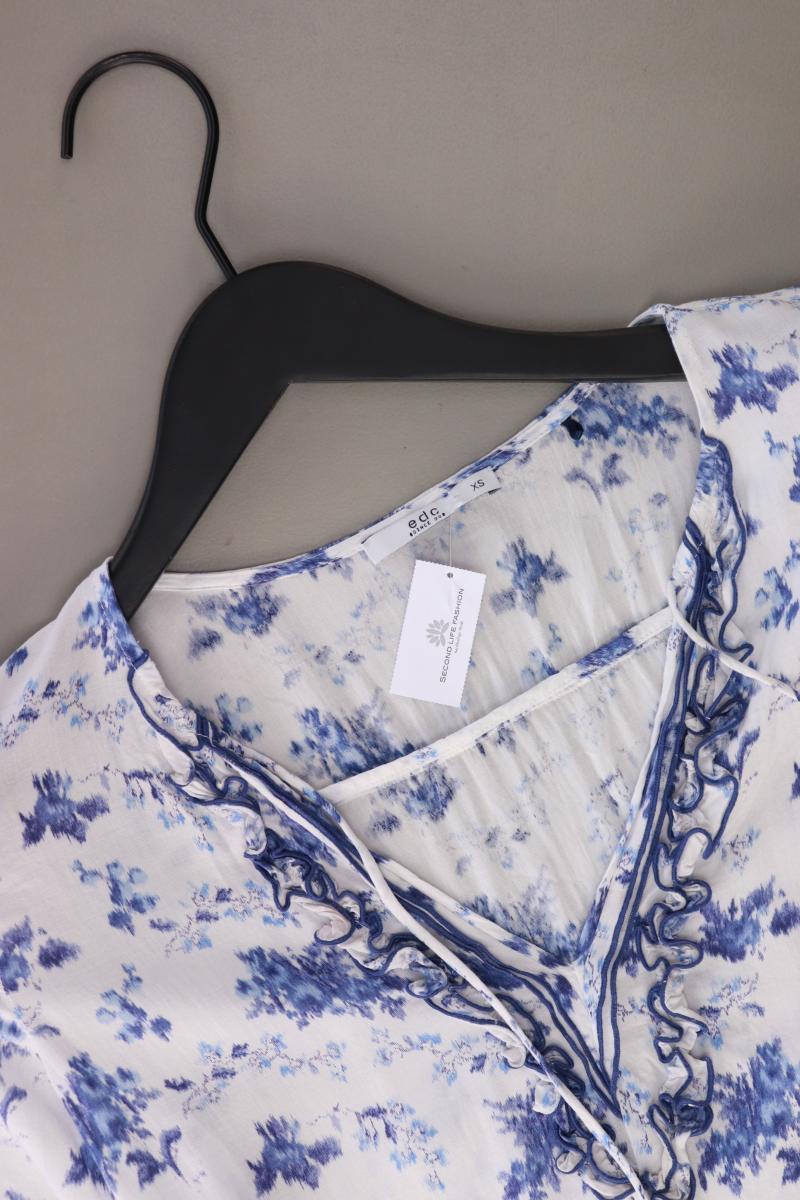 edc by Esprit Rüschenbluse Gr. XS 3/4 Ärmel weiß aus Viskose