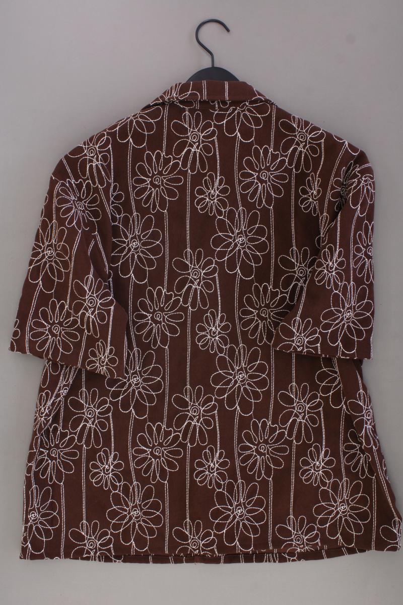 COLLUSION Kurzarmhemd für Herren Gr. L mit Blumenmuster braun aus Polyester