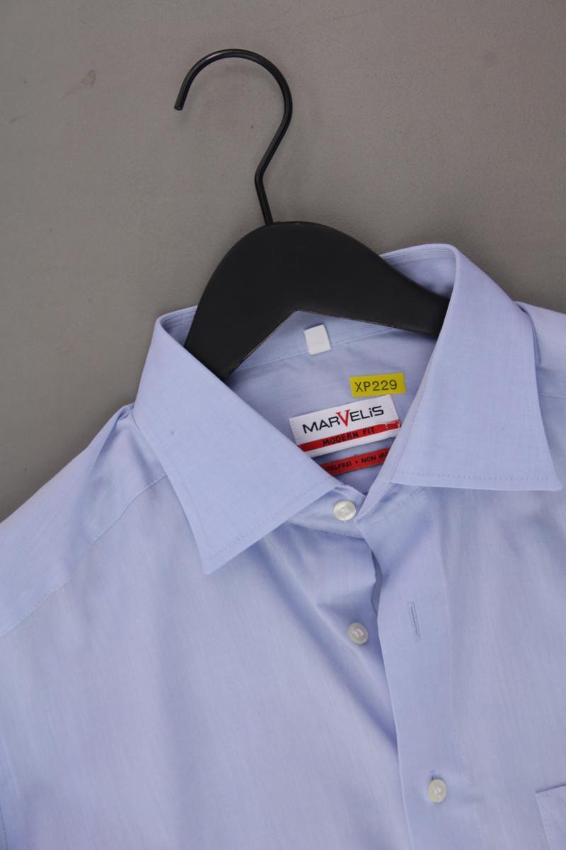 MARVELIS Langarmhemd für Herren Gr. Hemdgröße 41 blau aus Baumwolle