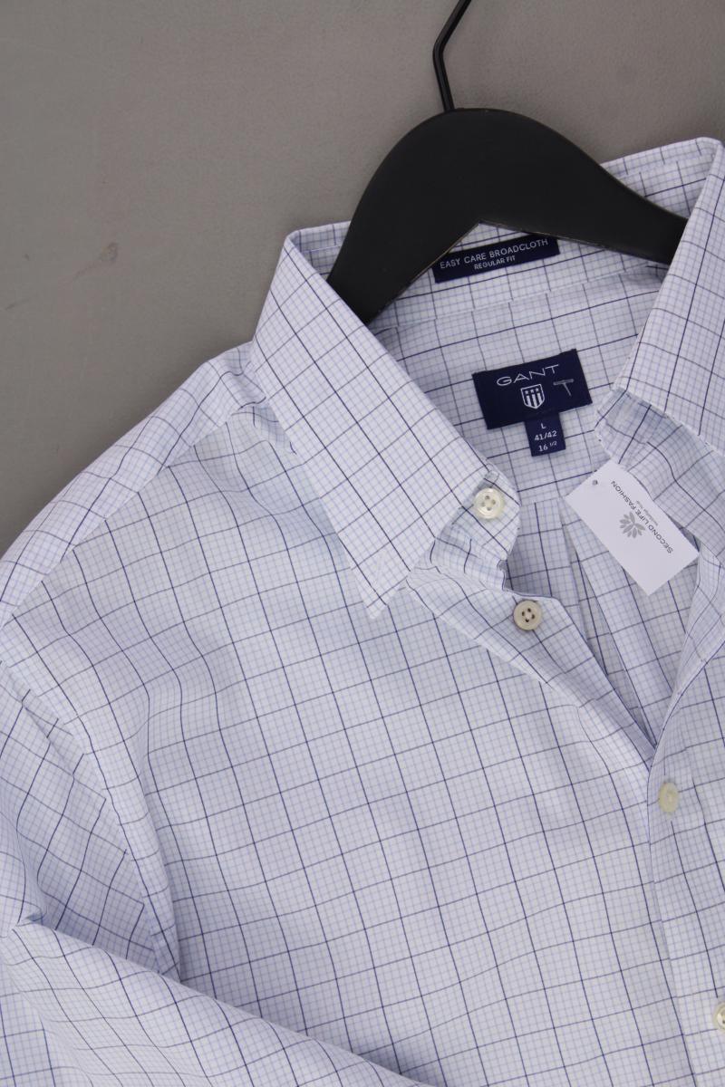 Gant Langarmhemd für Herren Gr. Hemdgröße 41/42 geometrisches Muster blau