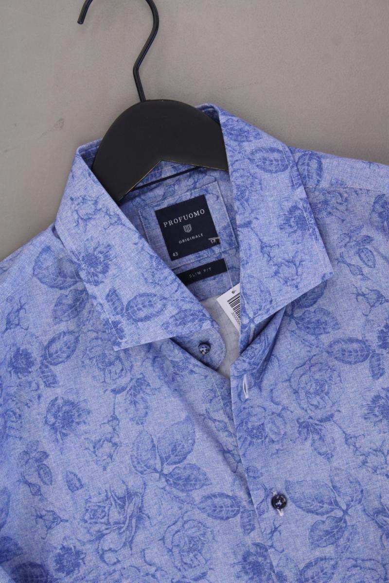 Profuomo Langarmhemd für Herren Gr. Hemdgröße 43 mit Blumenmuster neuwertig blau