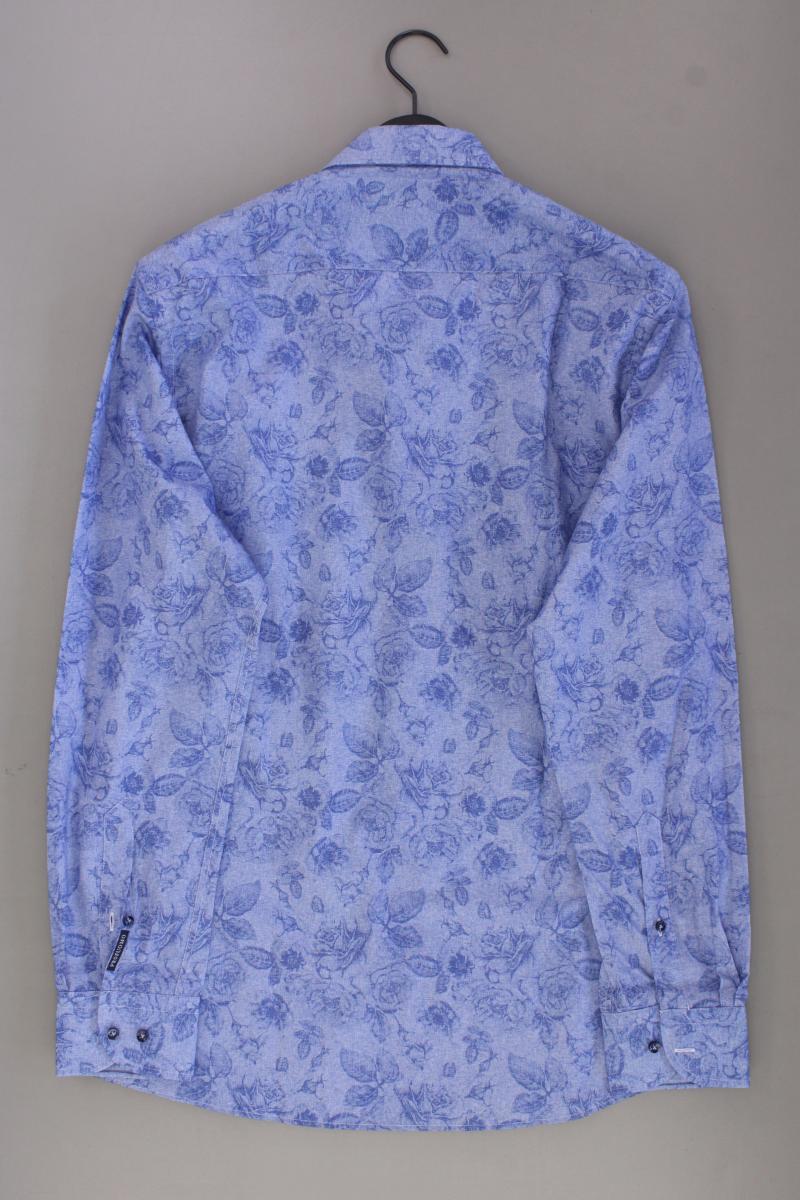 Profuomo Langarmhemd für Herren Gr. Hemdgröße 43 mit Blumenmuster neuwertig blau