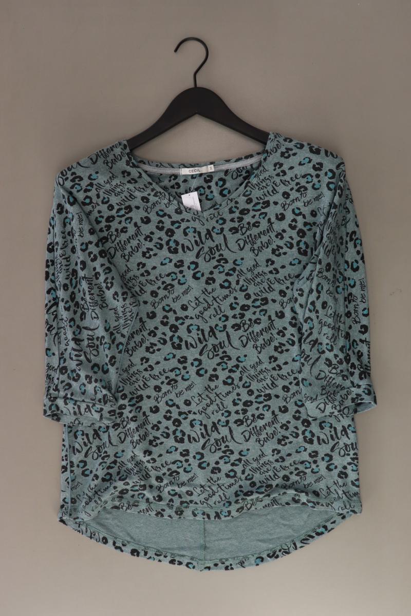 Cecil Feinstrickpullover Gr. M mit Tierdruck türkis aus Viskose