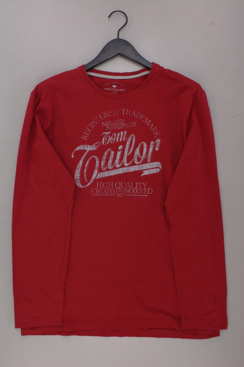 Tom Tailor Printshirt für Herren Gr. XL Langarm rot aus Baumwolle