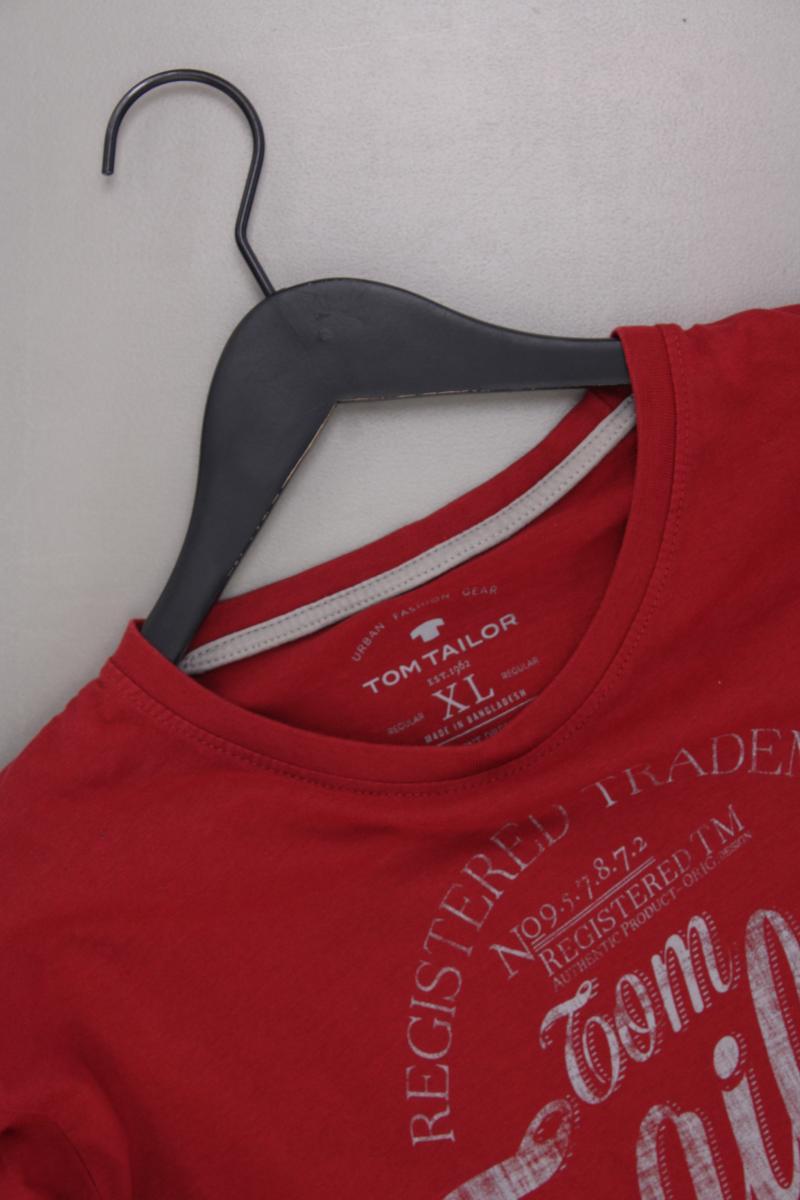 Tom Tailor Printshirt für Herren Gr. XL Langarm rot aus Baumwolle