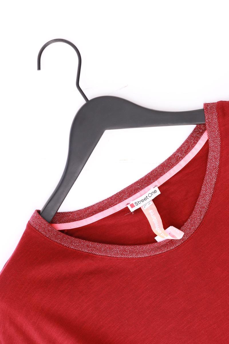 Street One T-Shirt Gr. 42 Kurzarm mit Glitzer rot aus Viskose
