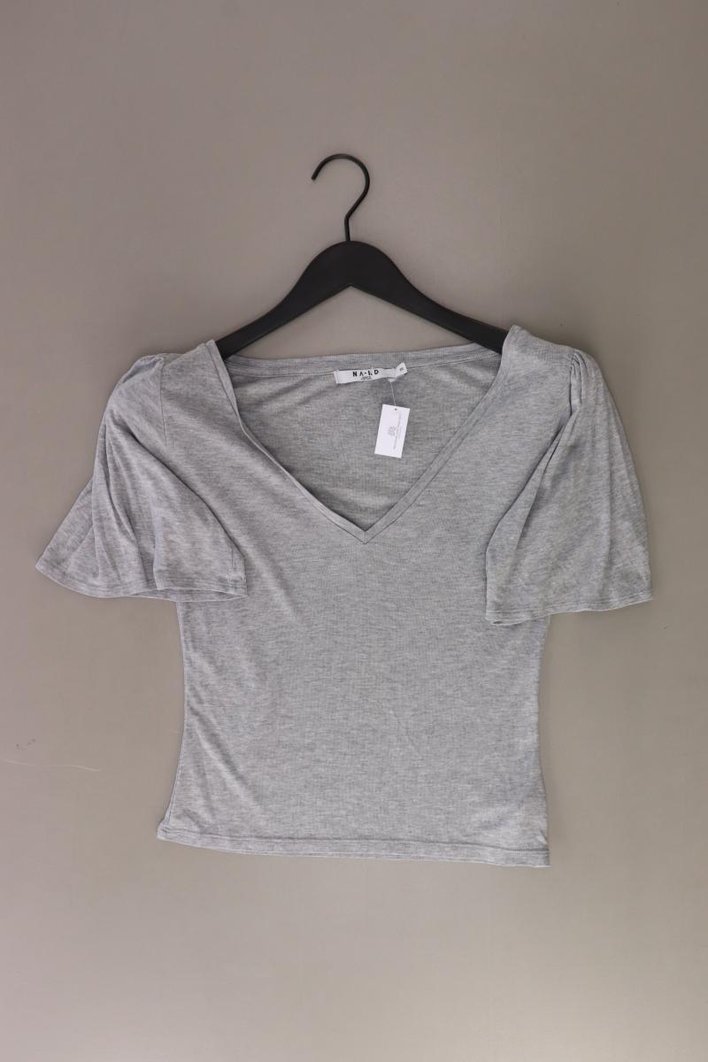 NA-KD Cropped Shirt Gr. XS Kurzarm grau aus Baumwolle