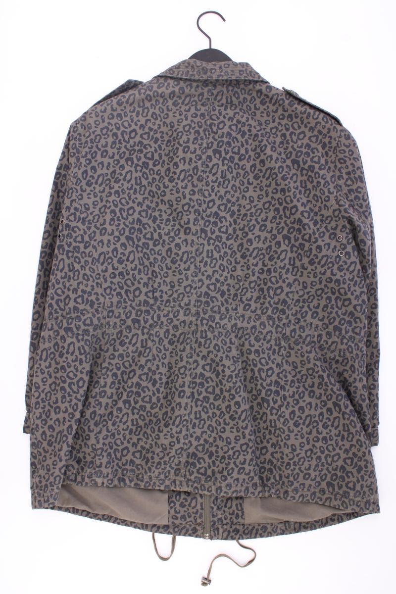 Ulla Popken Übergangsjacke Gr. 46/48 mit Tierdruck olivgrün aus Baumwolle