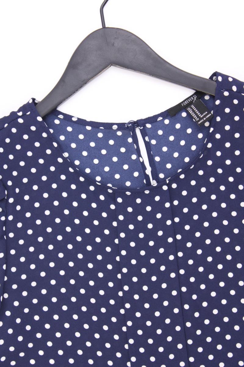 forever 21 Chiffonbluse Gr. M gepunktet Kurzarm blau aus Polyester