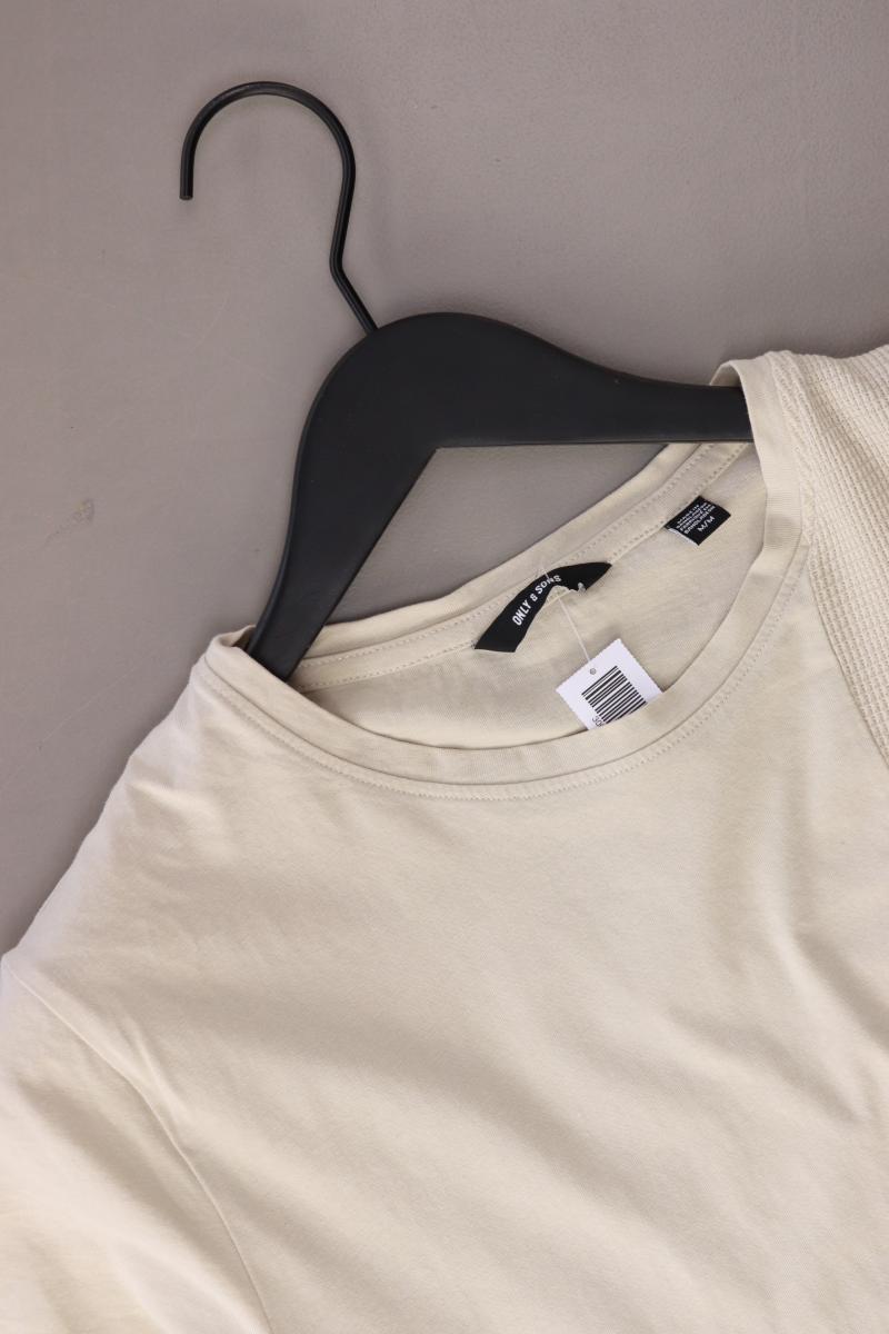 ONLY & SONS T-Shirt für Herren Gr. M Kurzarm creme aus Baumwolle