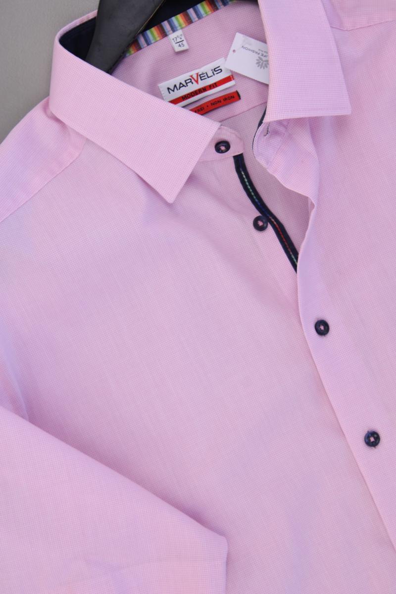 MARVELIS Kurzarmhemd für Herren Gr. Hemdgröße 45 rosa aus Baumwolle