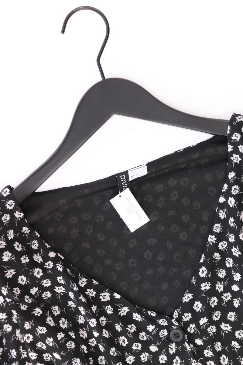 H&M Maxikleid Gr. 40 mit Blumenmuster Langarm schwarz aus Polyester
