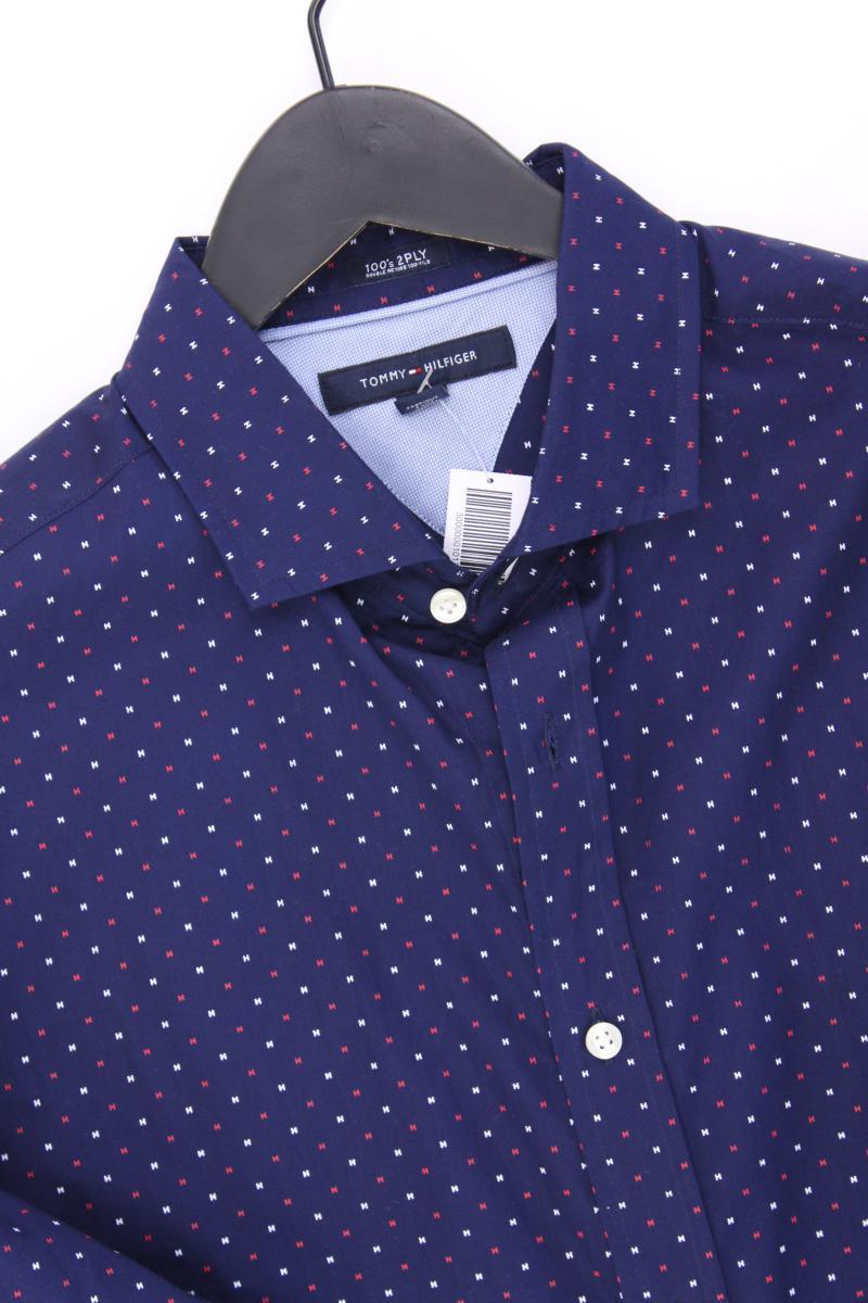 Tommy Hilfiger Langarmhemd für Herren Gr. M blau aus Baumwolle
