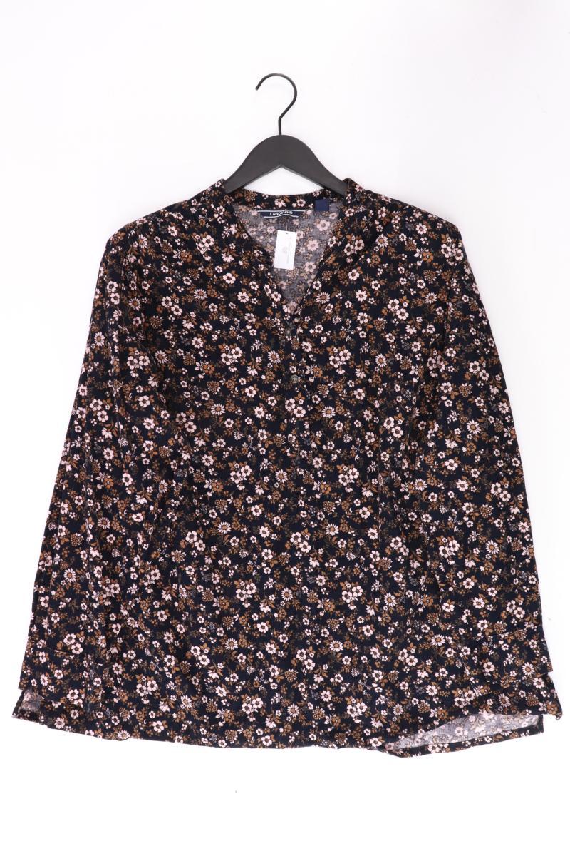Lands' End Langarmbluse Gr. 54 mit Blumenmuster blau aus Baumwolle