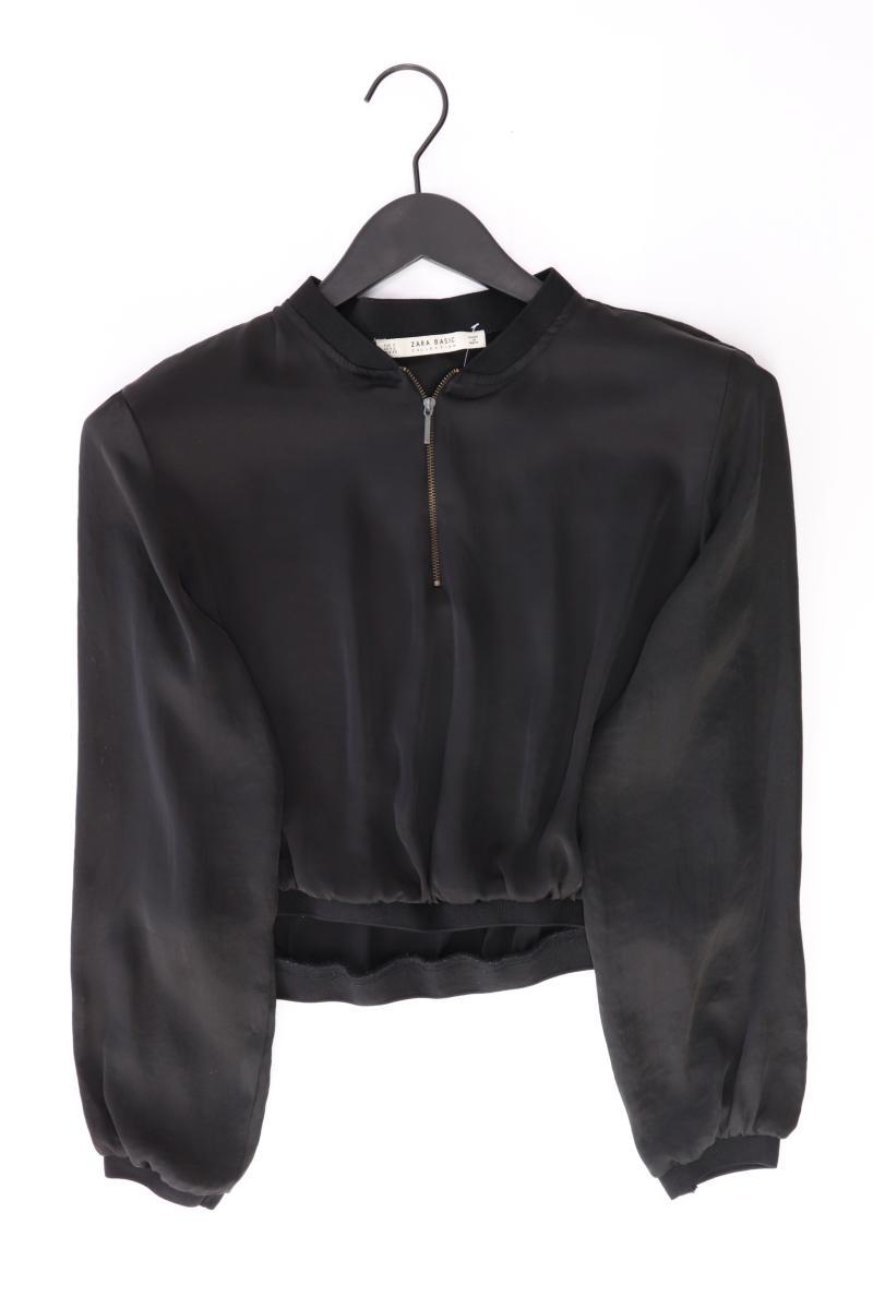 Zara Langarmbluse Gr. S mit Blumenmuster schwarz aus Polyester