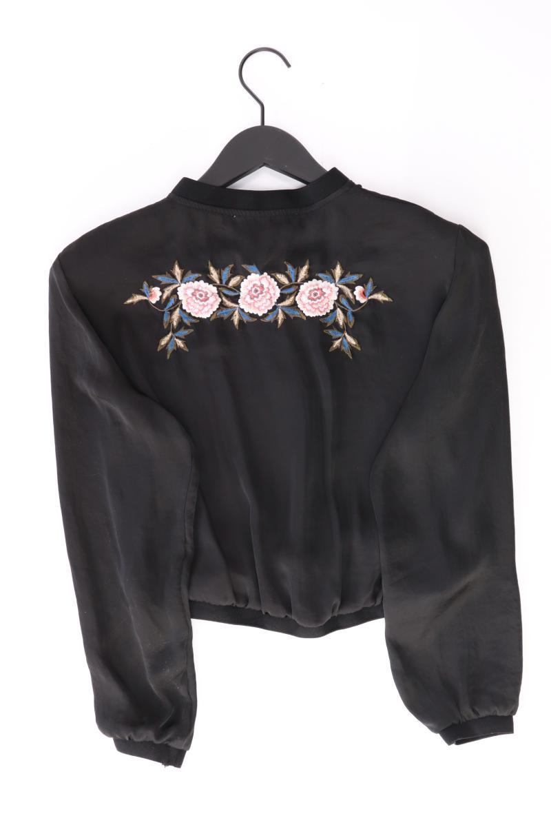 Zara Langarmbluse Gr. S mit Blumenmuster schwarz aus Polyester