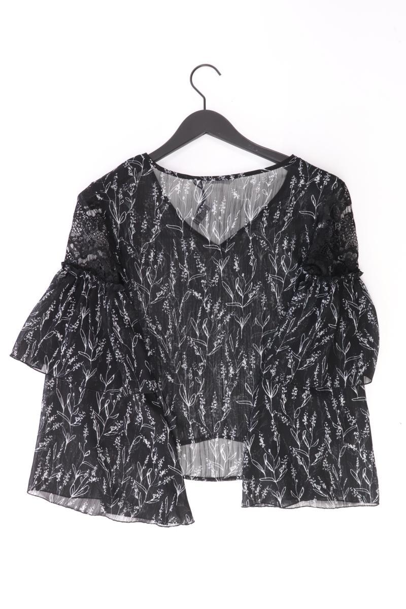 Zara Chiffonbluse Gr. XS mit Blumenmuster 3/4 Ärmel schwarz aus Polyester
