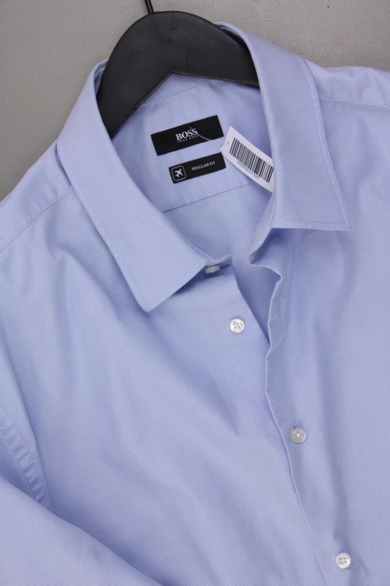BOSS by Hugo Boss Kurzarmhemd für Herren Gr. Hemdgröße 44 blau aus Baumwolle