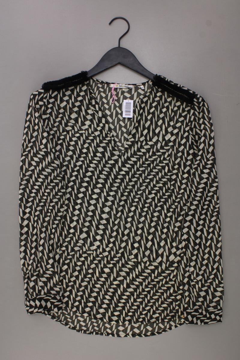 Rich&Royal Chiffonbluse Gr. 36 geometrisches Muster Langarm olivgrün