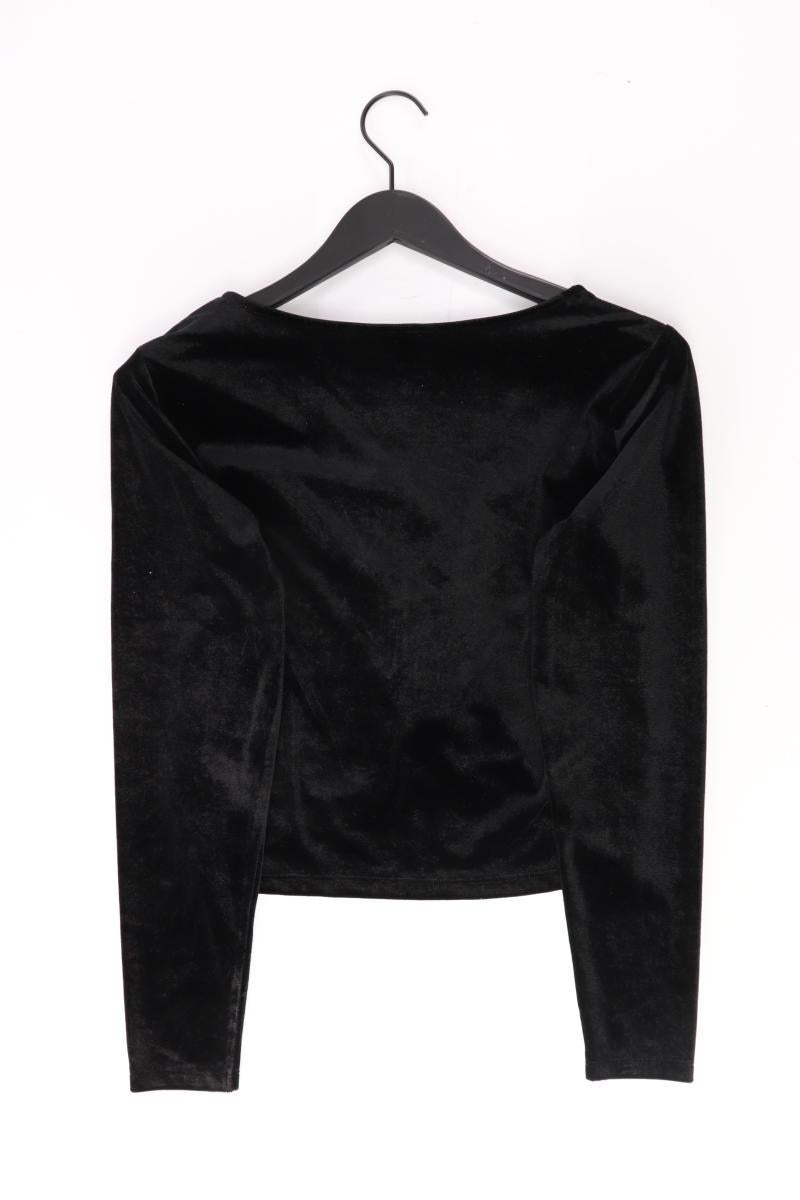 Monki Shirt mit V-Ausschnitt Gr. XL Langarm schwarz aus Polyester