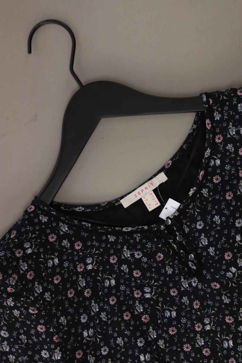 Esprit Langarmkleid Gr. 38 mit Blumenmuster schwarz aus Viskose