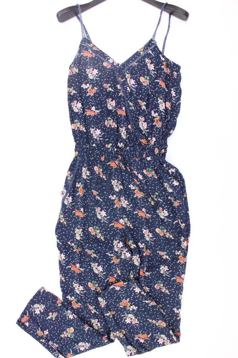 DESIRES Langer Jumpsuit Gr. S mit Blumenmuster blau aus Viskose