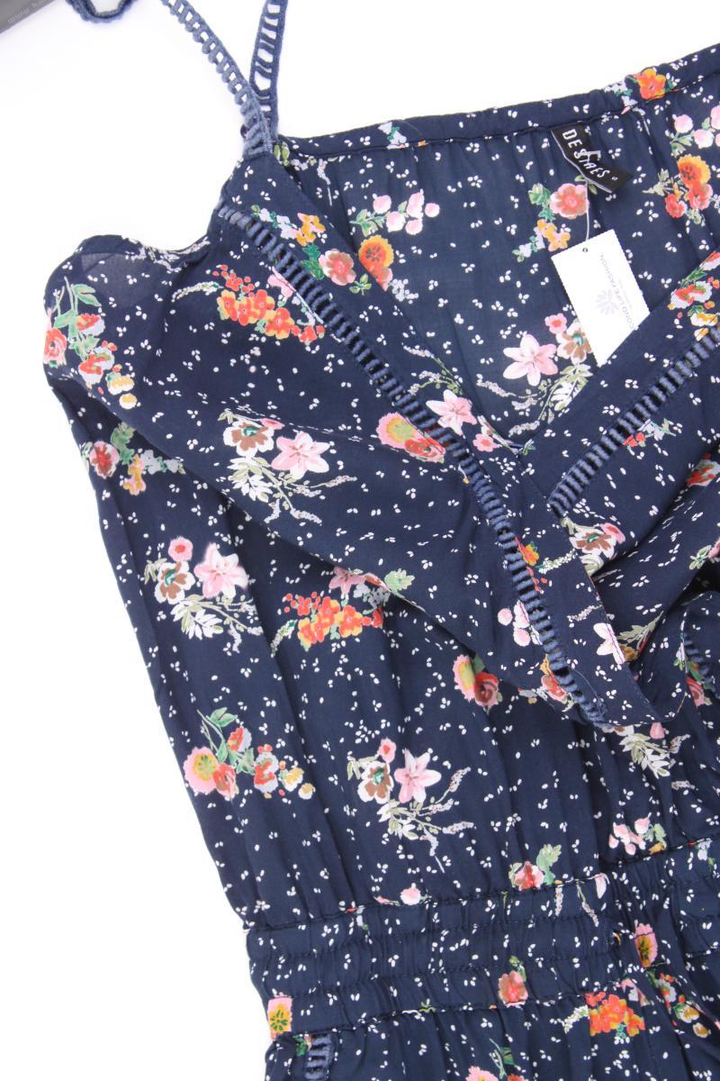 DESIRES Langer Jumpsuit Gr. S mit Blumenmuster blau aus Viskose