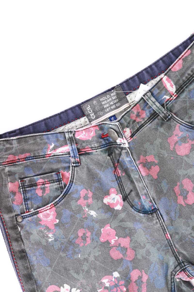 Cecil Skinny Jeans Gr. W30 mit Blumenmuster grau aus Baumwolle