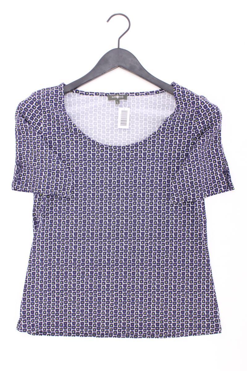SURKANA Printshirt Gr. L geometrisches Muster Kurzarm blau aus Polyester