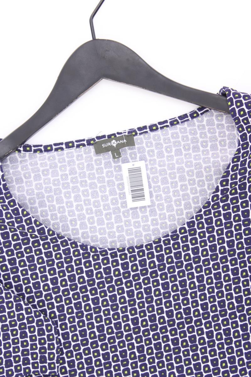 SURKANA Printshirt Gr. L geometrisches Muster Kurzarm blau aus Polyester