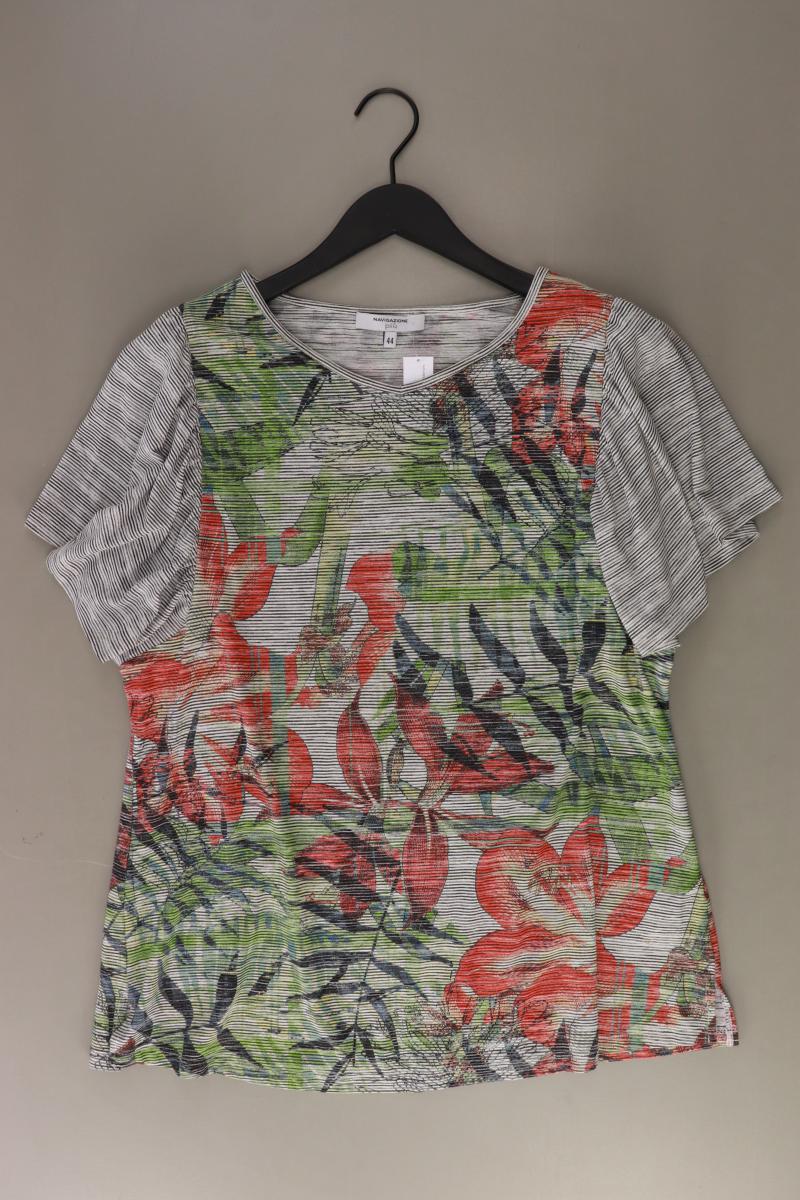 Navigazione Printshirt Gr. 44 mit Blumenmuster Kurzarm mehrfarbig aus Viskose
